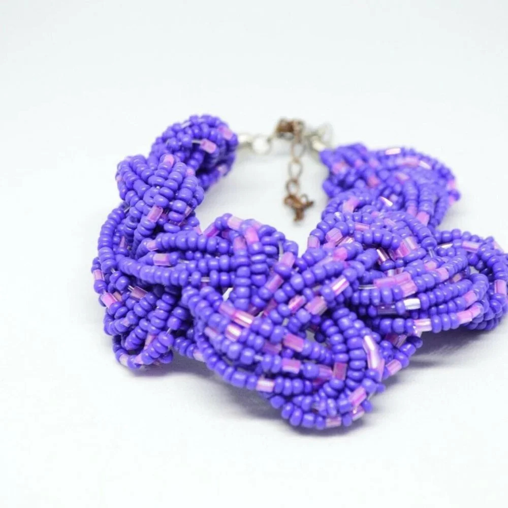 Purple Seed Bead Braided Bracelet
